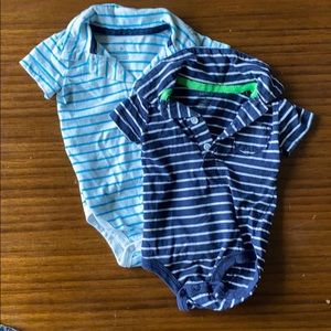 Set of stripe, collared onesies